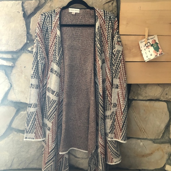 Knox Rose Mixed Print Sweater Cardigan
